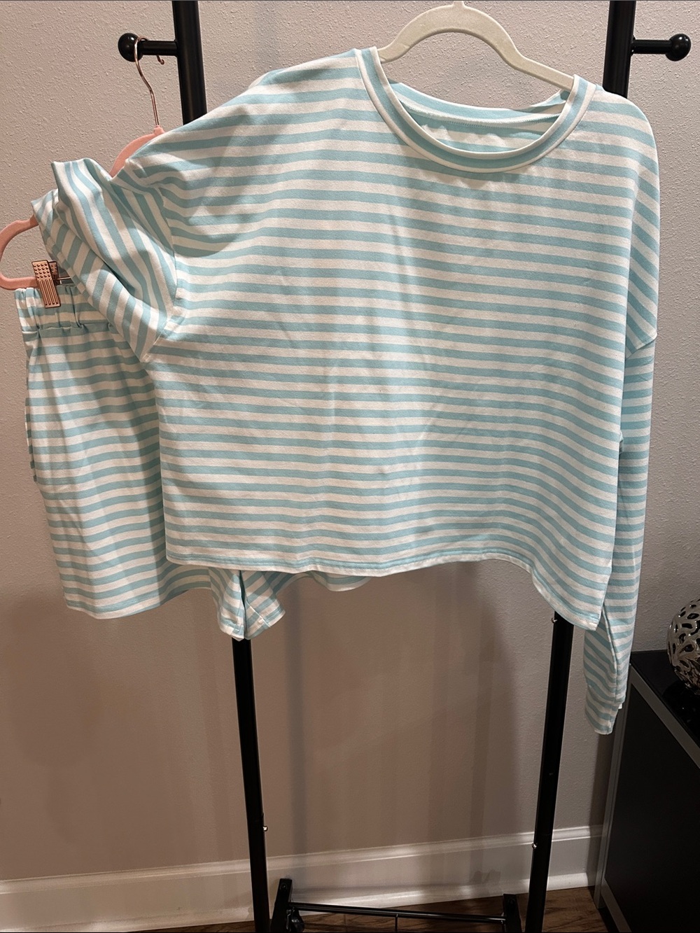 Women’s Stripe Lounge  Set - Light Blue & White